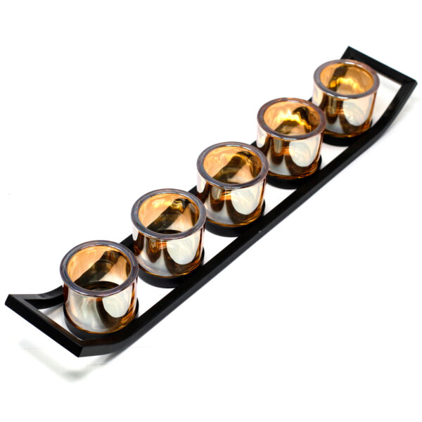 Centrepiece Iron Votive Candle Holder - 5 Cup Ledge CIVCH-07