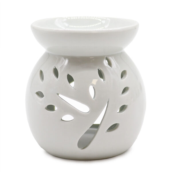 Lrg Classic White Oil Burner - Tree Cut-out