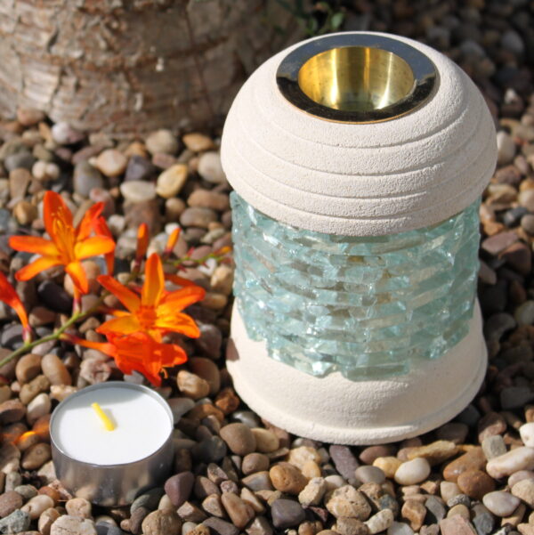 Stone Oil Burner - Round Glass Brick SSOB-06 - Image 2