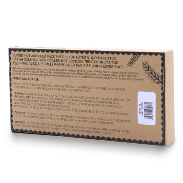 Lavender Natural Cotton and Juco Eye Pillow in Gift Box - Lazy Sloth CEyeP-05 - Image 2