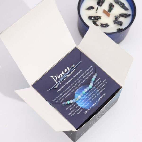 Zodiac Crystal Candle with Gemstone Bracelet - Pisces - Image 3