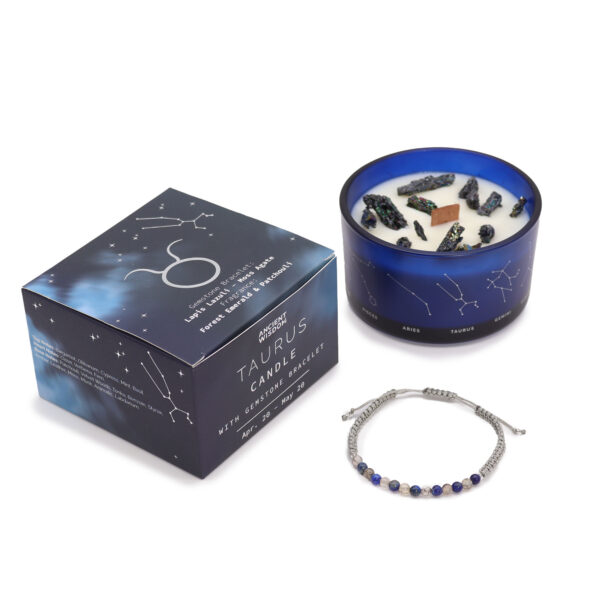 Zodiac Crystal Candle with Gemstone Bracelet - Taurus - Image 2