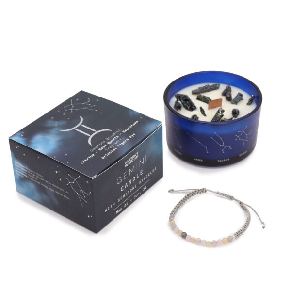 Zodiac Crystal Candle with Gemstone Bracelet - Gemini - Image 2