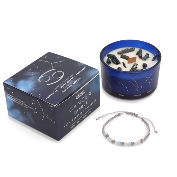 Zodiac Crystal Candle with Gemstone Bracelet - Cancer - Image 3