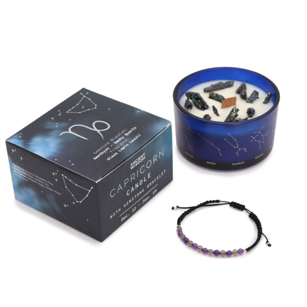 Zodiac Crystal Candle with Gemstone Bracelet - Capricorn - Image 2